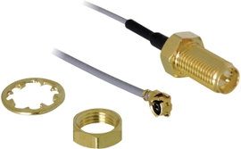 Delock WLAN antennák Hosszabbítókábel [1x IPEX dugó - 1x RP-SMA alj] 30.00 cm Szürke aranyozott érin