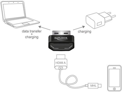 Delock Cell phone Átalakító [1x HDMI alj - 1x USB 2.0 dugó, A típus] 2. kép