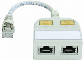 Telegärtner RJ45 Hálózat, ISDN Y adapter [1x RJ45 dugó - 2x RJ45 alj] 15.00 cm Élénk szürke (RAL 703