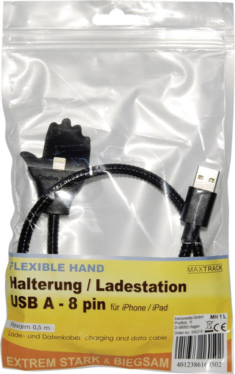 Maxtrack USB kábel USB 2.0 USB-A dugó, Apple Lightning dugó 0.50 m Fekete MH 1 L 6. kép