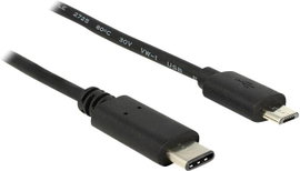 Delock USB kábel USB 2.0 USB-C® dugó, USB mikro B dugó 1.00 m Fekete 83602