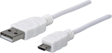 Manhattan USB kábel USB 2.0 USB-A dugó, USB mikro B dugó 1.00 m Fehér UL minősített 323987