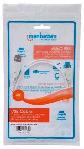 Manhattan USB kábel USB 2.0 USB-A dugó, USB mikro B dugó 1.00 m Fehér UL minősített 323987 2. kép