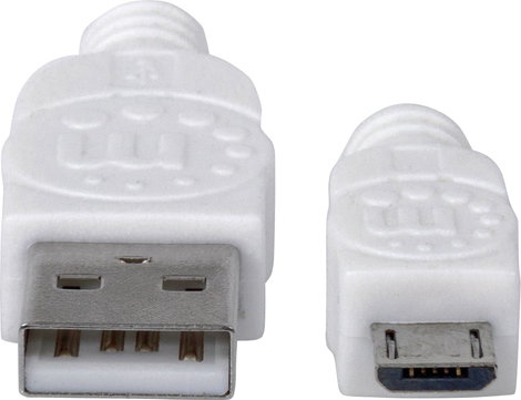 Manhattan USB kábel USB 2.0 USB-A dugó, USB mikro B dugó 1.00 m Fehér UL minősített 323987 3. kép