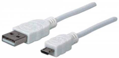 Manhattan USB kábel USB 2.0 USB-A dugó, USB mikro B dugó 1.00 m Fehér UL minősített 323987 4. kép