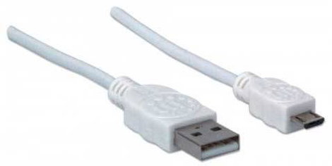 Manhattan USB kábel USB 2.0 USB-A dugó, USB mikro B dugó 1.00 m Fehér UL minősített 323987 6. kép