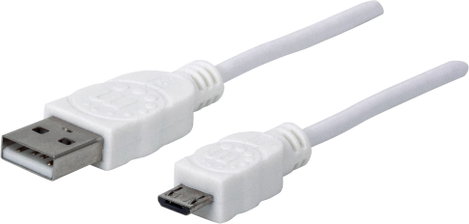 Manhattan USB kábel USB 2.0 USB-A dugó, USB mikro B dugó 1.80 m Fehér UL minősített 324069