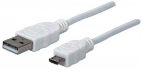 Manhattan USB kábel USB 2.0 USB-A dugó, USB mikro B dugó 1.80 m Fehér UL minősített 324069 2. kép