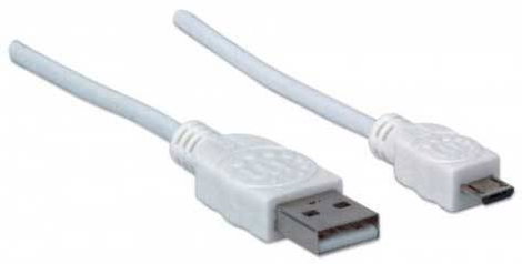 Manhattan USB kábel USB 2.0 USB-A dugó, USB mikro B dugó 1.80 m Fehér UL minősített 324069 4. kép