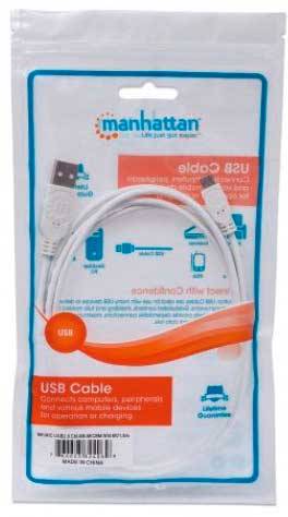 Manhattan USB kábel USB 2.0 USB-A dugó, USB mikro B dugó 1.80 m Fehér UL minősített 324069 7. kép
