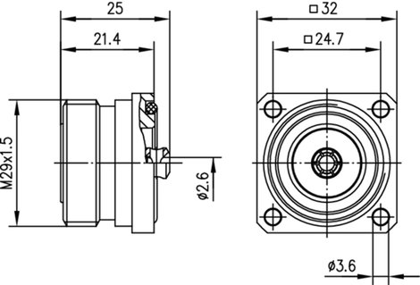 Telegärtner J01121C0721 J01121C0721 7-16 DIN csatlakozó Alj, beépíthető 50 Ω 1 db 2. kép