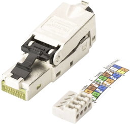 Digitus RJ45 Hálózat Csatlakozó CAT 6A, Szereletlen [1x LSA, Vágó szorító, Gyorscsatlakozó - 1x RJ45