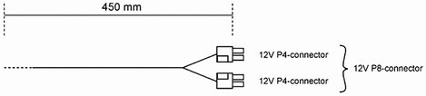 BeQuiet Számítógép, Áram Kábel [1x ATX dugó, 8 pólusú (4+4) - 1x ATX dugó, 8 pólusú (4+4)] 0.45 m Fe 2. kép
