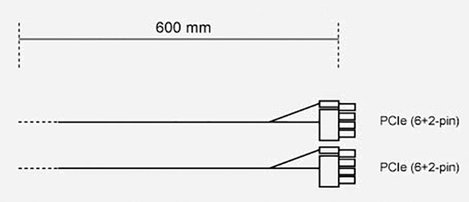 BeQuiet Számítógép, Áram Kábel [2x ATX dugó, 8 pólusú (6+2) - 1x 12 tűs dugó (tápegység)] 0.60 m Fek 2. kép