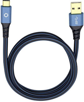 Oehlbach USB kábel USB 3.2 Gen1 (USB 3.0 / USB 3.1 Gen1) USB-A dugó, USB-C® dugó 3.00 m Kék aranyozo