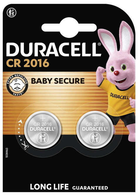 Duracell Gombelem CR 2016 3 V 2 db 90 mAh Lítium Elektro 2016