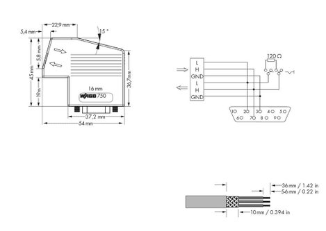 WAGO Connector CANopen SPS csatlakozó 750-963 1 db 2. kép