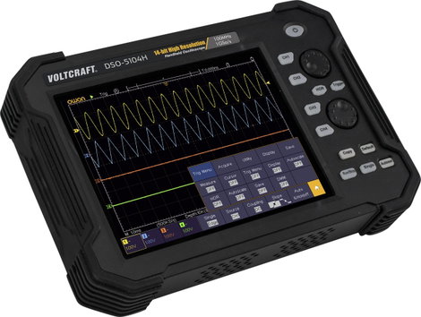 Digitális kézi oszcilloszkóp 100 MHz 4 csatornás 1 GSa/mp 40 Mpts 14 bit DSO, Voltcraft DSO-5104H 2. kép