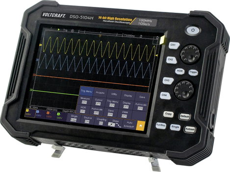 Digitális kézi oszcilloszkóp 100 MHz 4 csatornás 1 GSa/mp 40 Mpts 14 bit DSO, Voltcraft DSO-5104H 3. kép