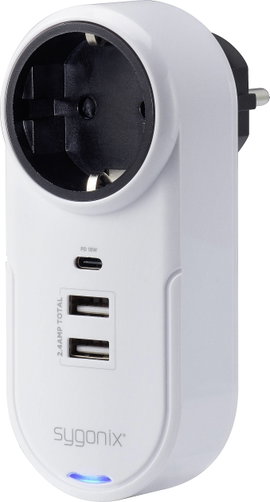 Sygonix TY1825 USB-s töltőkészülék 18 W 2x USB-A, 1x USB-C®, Védőérintkezős dugalj Fehér Beltér