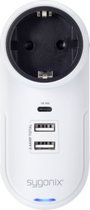 Sygonix TY1825 USB-s töltőkészülék 18 W 2x USB-A, 1x USB-C®, Védőérintkezős dugalj Fehér Beltér 2. bélyegkép