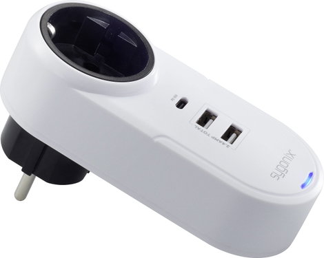 Sygonix TY1825 USB-s töltőkészülék 18 W 2x USB-A, 1x USB-C®, Védőérintkezős dugalj Fehér Beltér 3. kép