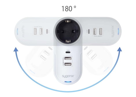 Sygonix TY1825 USB-s töltőkészülék 18 W 2x USB-A, 1x USB-C®, Védőérintkezős dugalj Fehér Beltér 4. kép