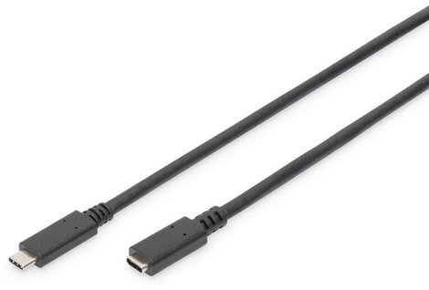 Digitus USB kábel USB 2.0 USB-C® dugó, USB-C® alj 2.00 m Fekete Hajlékony, Fólia árnyékolás, Fonat á
