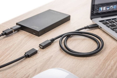 Digitus USB kábel USB 2.0 USB-C® dugó, USB-C® alj 2.00 m Fekete Hajlékony, Fólia árnyékolás, Fonat á 2. kép