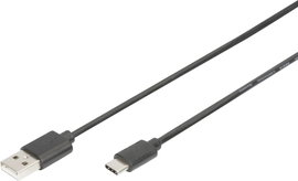 Digitus USB kábel USB 2.0 USB-A dugó, USB-C® dugó 1.00 m Fekete Hajlékony, Fólia árnyékolás, Fonat á