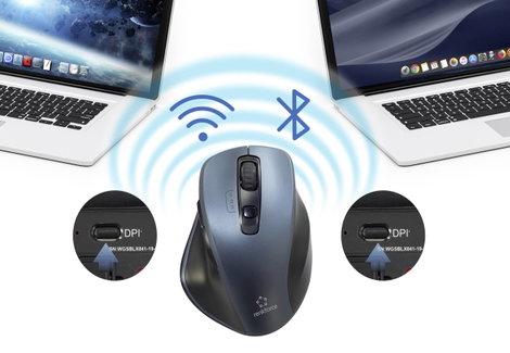 Renkforce Ergonomikus egér Bluetooth™, Rádiójel vezérlésű Optikai Szürke 7 Gombok 1600 dpi Ergonómik 6. kép