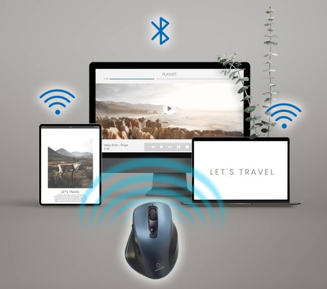 Renkforce Ergonomikus egér Bluetooth™, Rádiójel vezérlésű Optikai Szürke 7 Gombok 1600 dpi Ergonómik 7. kép