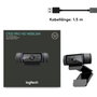 Full HD webkamera 1920 x 1080 pixel, csíptetős tartó, Logitech HD Pro Webcam C920 7. bélyegkép