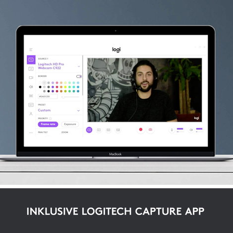 Full HD webkamera 1920 x 1080 pixel, csíptetős tartó, Logitech HD Pro Webcam C920 8. kép