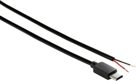 TRU COMPONENTS Áramkábel Raspberry Pi [1x USB-C® dugó - 1x Kábel, nyitott végekkel] 1.00 m Fekete 2. kép