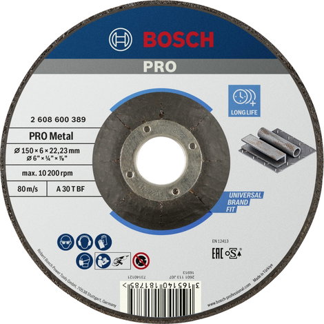 Bosch Accessories 2608600389 2608600389 Nagyolótárcsa, hajlított Ø 150 mm Furat átmérő 22.23 mm 1 db