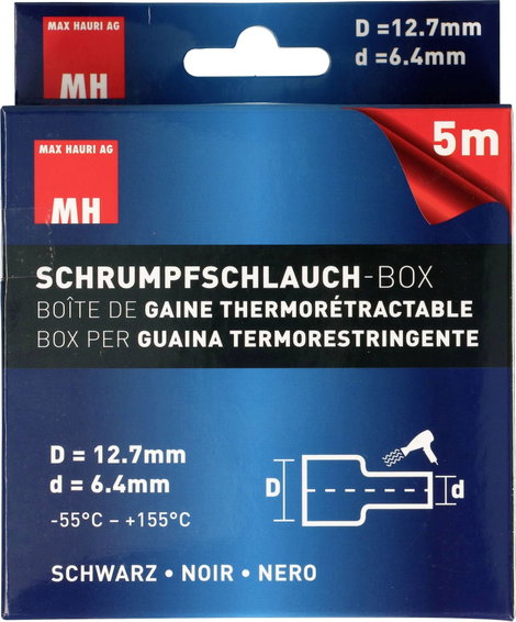 Max Hauri AG 132678 Zsugorcső Fekete 6.4 mm 12.7 mm 5 m 5. kép