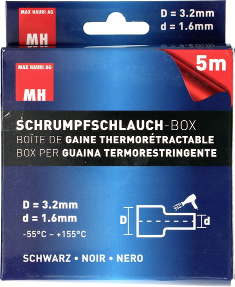 Max Hauri AG 132674 Zsugorcső Fekete 1.6 mm 3.2 mm 5 m 4. kép