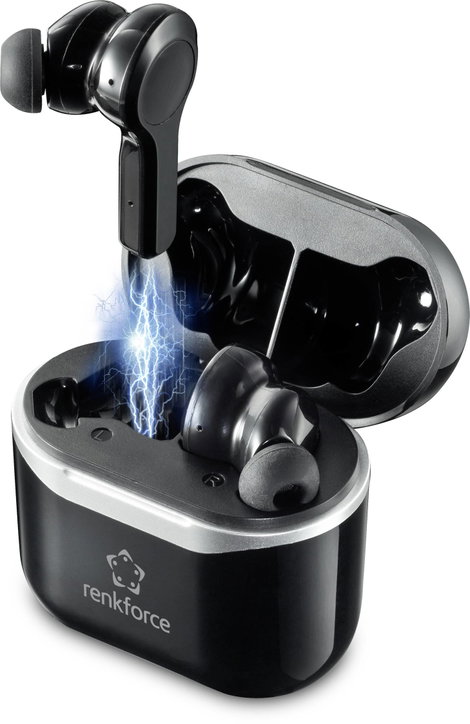 Renkforce RF-NCE-500 In Ear fejhallgató Bluetooth® Fekete Noise Cancelling Headset, Hangerő szabályo