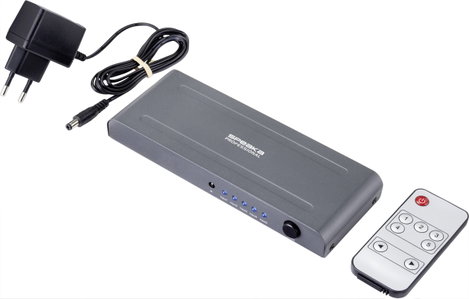 SpeaKa Professional SP-HSW-250 5 port HDMI switch Ultra HD-re alkalmas 3840 x 2160 pixel 3. kép