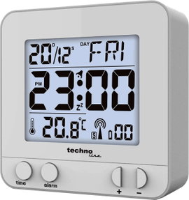 Techno Line WT235 si Rádiójel vezérlésű Ébresztőóra Ezüst Riasztási idők 1