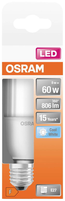 OSRAM 4058075428508 LED EEK F (A - G) E27 Rúd forma 8 W = 60 W Hidegfehér (Ø x H) 40.4 mm x 114 mm 1