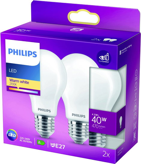 Philips Lighting 77765400 LED EEK F (A - G) E27 4.3 W = 40 W Melegfehér (Ø x H) 6 cm x 10.6 cm 1 db 6. kép