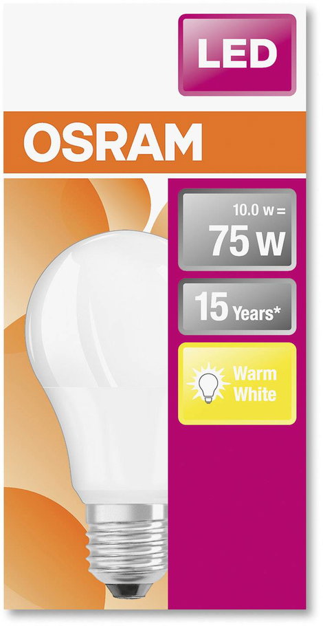 OSRAM 4058075122529 LED EEK F (A - G) E27 Izzólámpa forma 10 W = 75 W Melegfehér (Ø x H) 60 mm x 115 2. kép