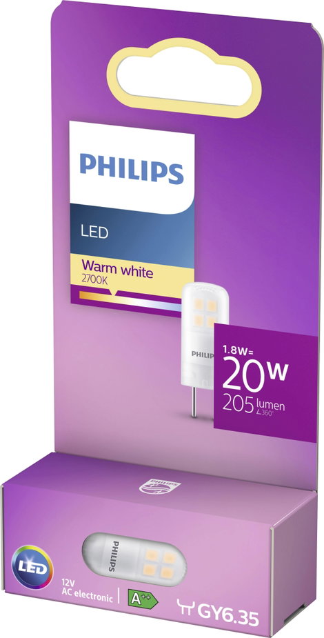 Philips Lighting 76791400 LED EEK F (A - G) GY6.35 Stift foglalat 1.8 W = 20 W Melegfehér (Ø x H) 1.