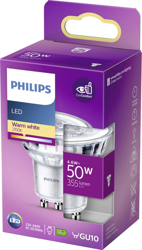 Philips Lighting 77413400 LED EEK F (A - G) GU10 Reflektor 4.6 W = 50 W Melegfehér (Ø x H) 5 cm x 5. 5. kép