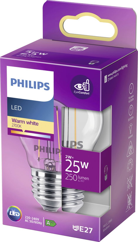 Philips Lighting 76329900 LED EEK F (A - G) E27 Csepp forma 2 W = 25 W Melegfehér (Ø x H) 4.5 cm x 7 6. kép