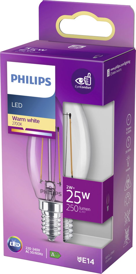 Philips Lighting 77753100 LED EEK E (A - G) E14 Gyertya forma 2 W = 25 W Melegfehér (Ø x H) 3.5 cm x 6. kép