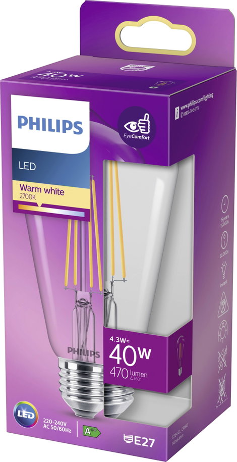 Philips Lighting 76303900 LED EEK F (A - G) E27 Speciális forma 4.3 W = 40 W Melegfehér (Ø x H) 6.4  5. kép