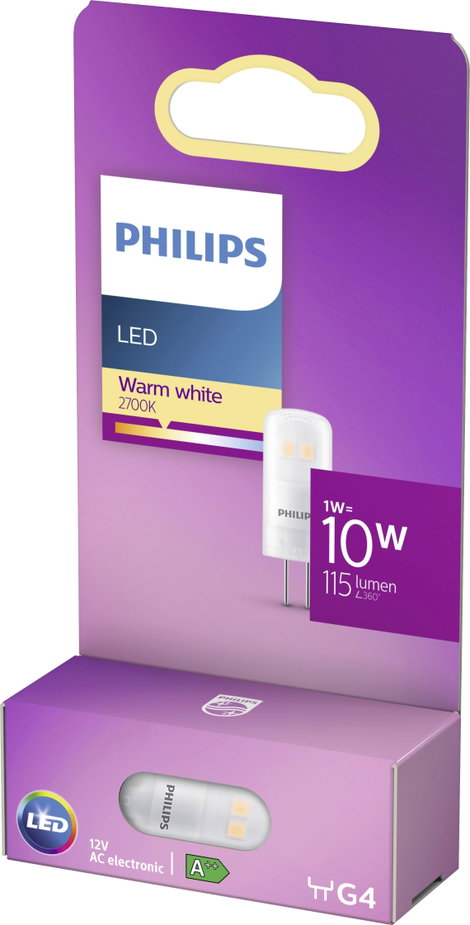Philips Lighting 76755600 LED EEK F (A - G) G4 Stift foglalat 1 W = 10 W Melegfehér (Ø x H) 1.3 cm x 5. kép